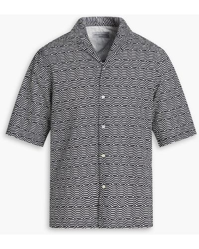 Officine Generale Eren Printed Cotton-seersucker Shirt - Grey