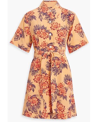 Equipment Adalaide Floral-print Silk Crepe De Chine Mini Shirt Dress - Pink