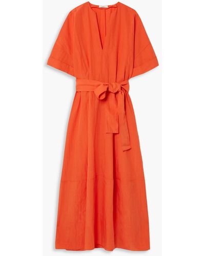 Vince Belted Lyocell-blend Maxi Dress - Orange