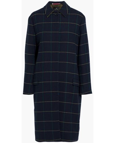 Paul Smith Checked Cotton-blend Twill Coat - Blue