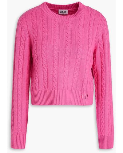Claudie Pierlot Cropped Cable-knit Wool And Cashmere-blend Jumper - Pink