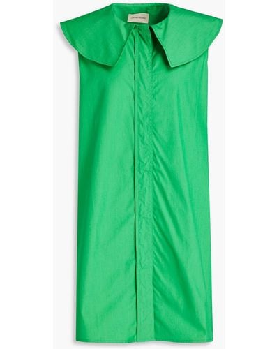 Loulou Studio Samet Cotton-poplin Mini Shirt Dress - Green