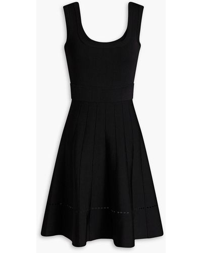 Hervé Léger Flared Stretch-knit Mini Dress - Black
