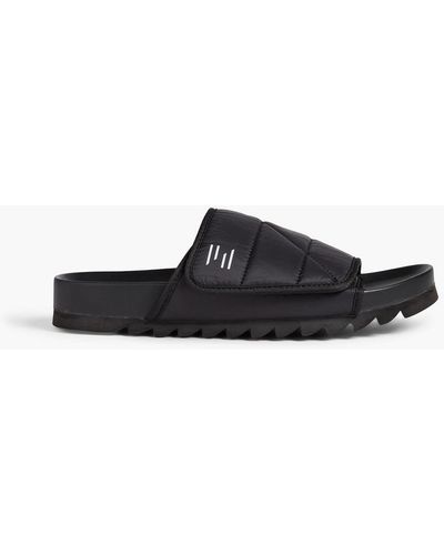 Holden Puffy Quilted Shell Slides - Black