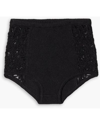 LeKasha Ubari Crocheted Linen Shorts - Black