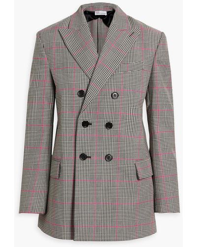 RED Valentino Double-breasted Prince Of Wales Checked Tweed Blazer - Gray