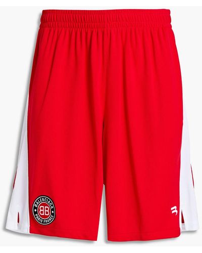 Balenciaga Zweifarbige shorts aus mesh mit tunnelzug und logoapplikation - Rot