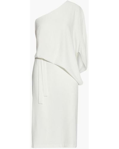 Halston Lois One-shoulder Draped Stretch-crepe Dress - White