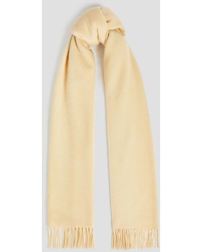 Sandro Frayed Wool And Cashmere-blend Scarf - Natural