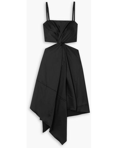 JW Anderson Asymmetric Cutout Twisted Satin Dress - Black