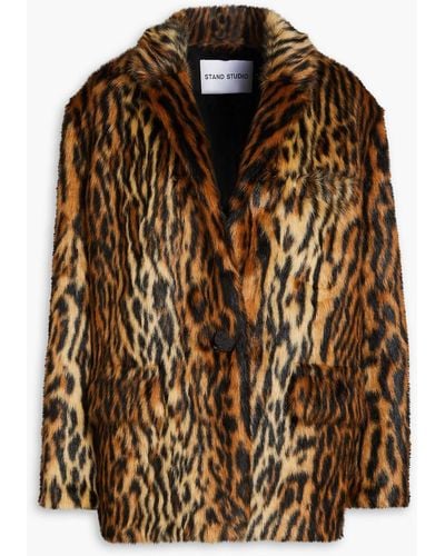 Stand Studio Leopard-print Faux Fur Jacket - Brown