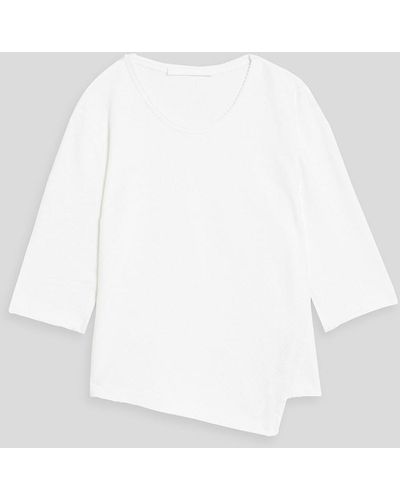 Helmut Lang Cropped Asymmetric Ribbed Cotton-blend Top - White