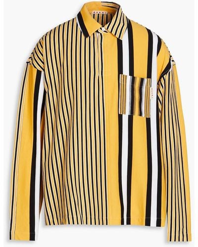 Marni Striped Cotton-jersey Polo Shirt - Metallic