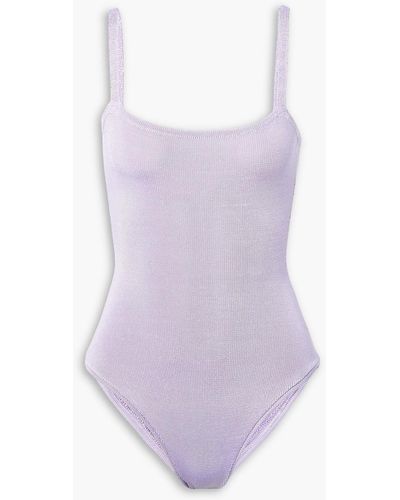 Calle Del Mar Ribbed-knit Bodysuit - Purple