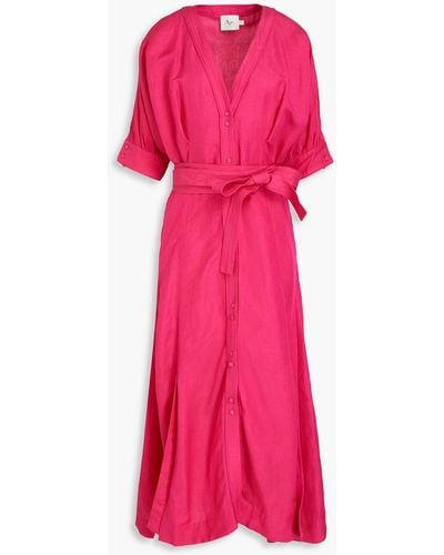 Aje. Ennoble Linen-blend Midi Dress - Pink