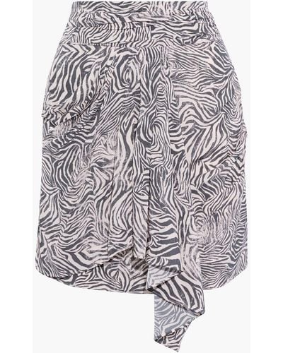 IRO Siowa Draped Zebra-print Crepe De Chine Mini Skirt - Grey