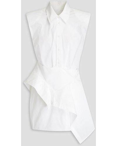 Jonathan Simkhai Catalina Draped Cotton-blend Poplin Mini Shirt Dress - White