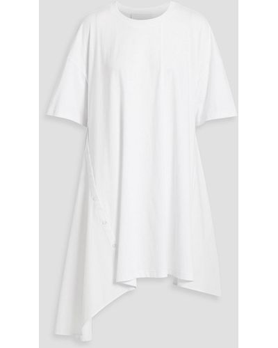 3.1 Phillip Lim Asymmetric Poplin-paneled Cotton-jersey Dress - White