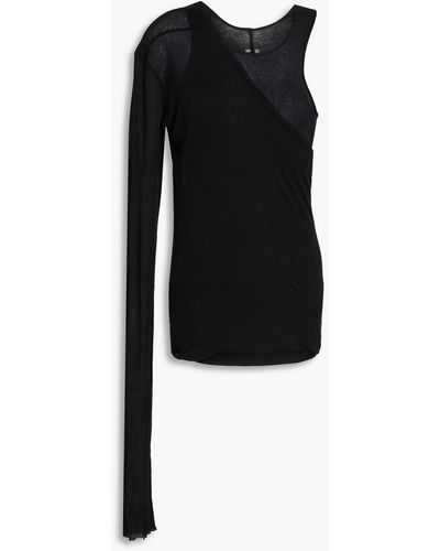Rick Owens One-sleeve Layered Cotton-jersey Top - Black