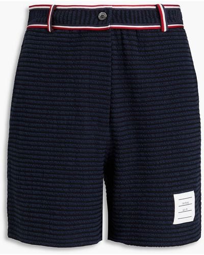 Thom Browne Striped Jacquard-knit Cotton-blend Shorts - Blue