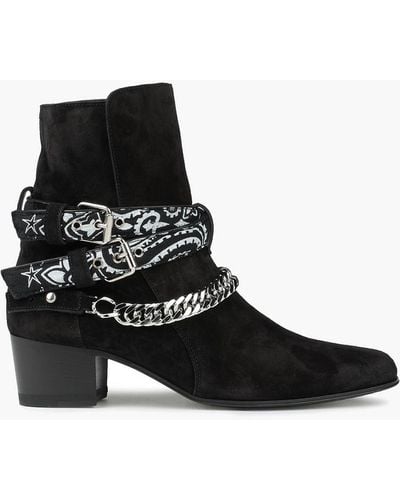 Amiri Chain-embellished Buckled Suede Ankle Boots - Black