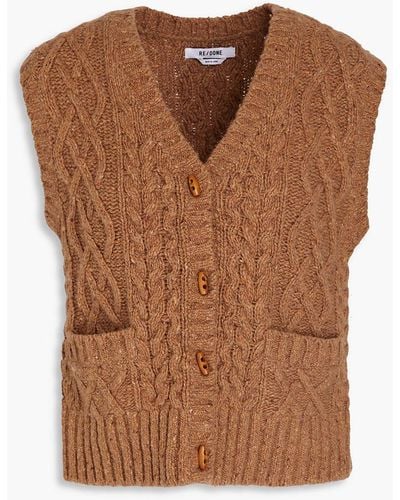 RE/DONE 50s Donegal Cable-knit Wool-blend Vest - Brown