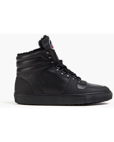 Fusalp Shearling-lined Leather And Nubuck High-top Sneakers - Black
