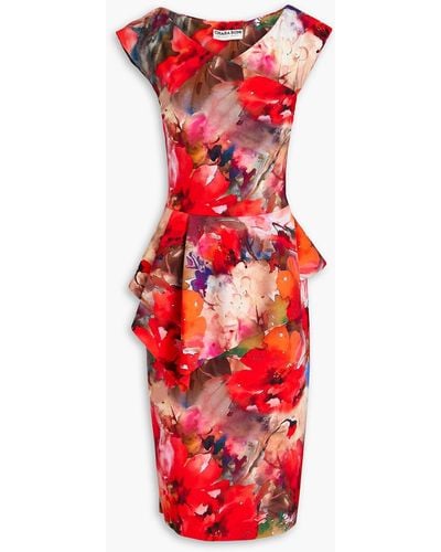 La Petite Robe Di Chiara Boni Tini Wrap-effect Tie Printed Scuba Dress - Red