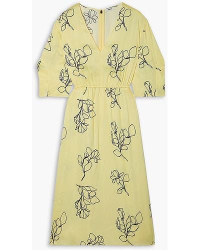 Jason Wu Floral-print Satin-crepe Midi Dress - Yellow