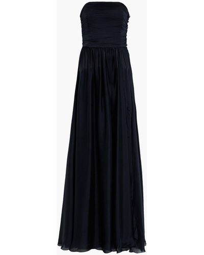 Alexandre Vauthier Crystal-embellished Gathered Pintucked Silk-satin Gown - Black