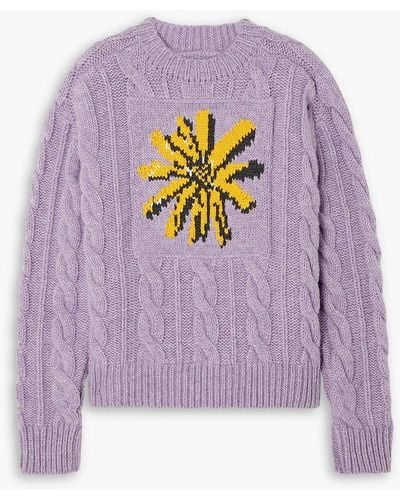 MERYLL ROGGE Intarsia And Cable-knit Wool-blend Sweater - Purple