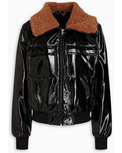 Mother Faux Patent-leather Bomber Jacket - Black