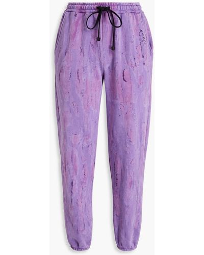 Koral Oblivion Printed French Cotton-blend Terry Track Pants - Purple