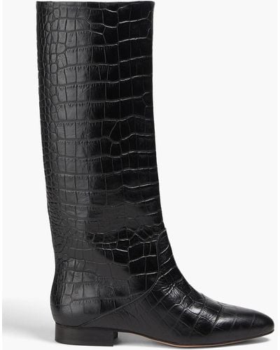 Claudie Pierlot Croc-effect Leather Boots - Black
