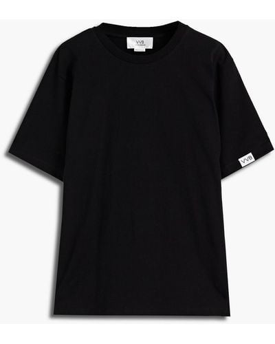 Victoria Beckham Appliquéd Cotton-jersey T-shirt - Black