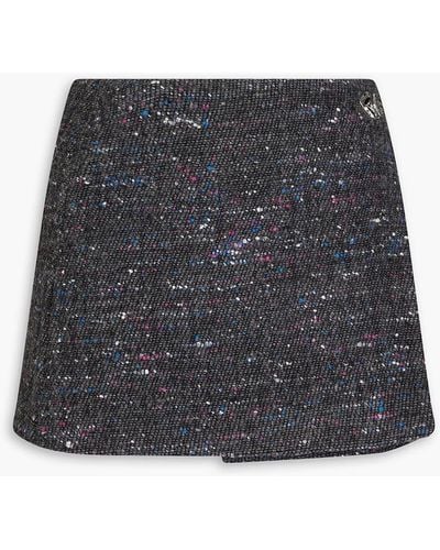 Ganni Donegal Wool-blend Bouclé Mini Wrap Skirt - Black