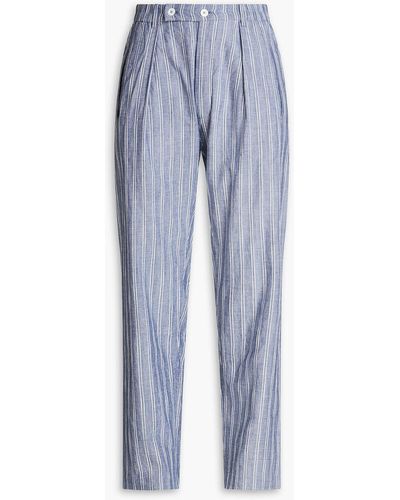SMR Days Bondi Tapered Striped Cotton Trousers - Blue