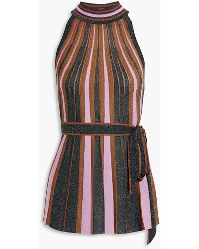 Zimmermann Metallic Striped Stretch-knit Top - Brown