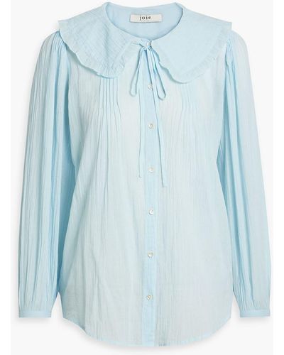 Joie Pintucked Cotton Blouse - Blue