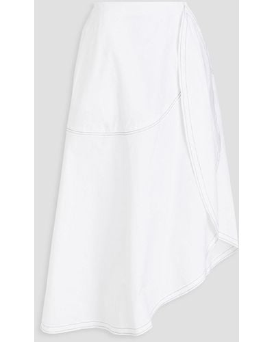 Victoria Beckham Asymmetric Cotton-blend Poplin Midi Skirt - White