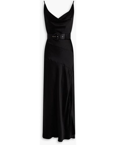 Nicholas Nahara Belted Silk-satin Maxi Slip Dress - Black