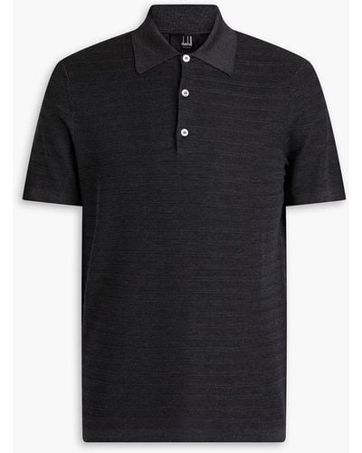 Dunhill Ribbed Muberry Silk Polo Shirt - Black