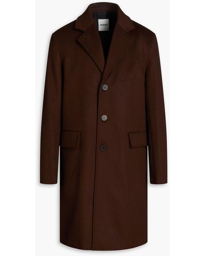 Sandro Wool And Cashmere-blend Felt Coat - Brown