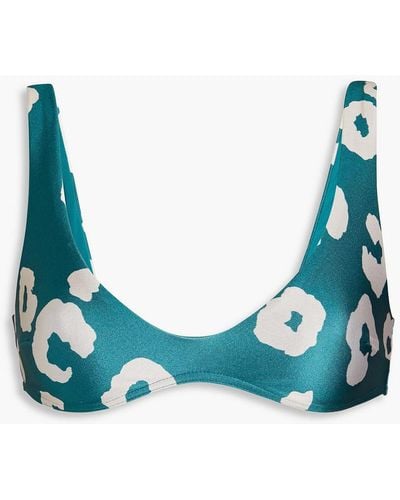 Zimmermann Leopard-print Triangle Bikini Top - Blue