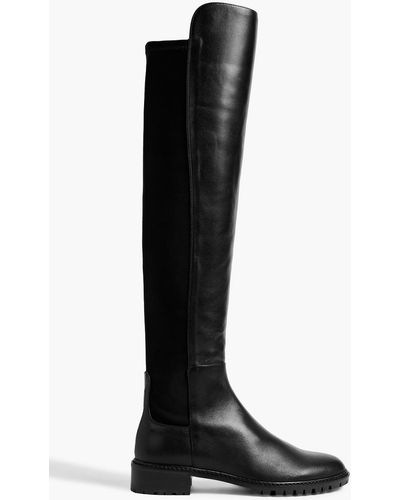 Stuart Weitzman Keelan Leather And Neoprene Over-the-knee Boots - Black