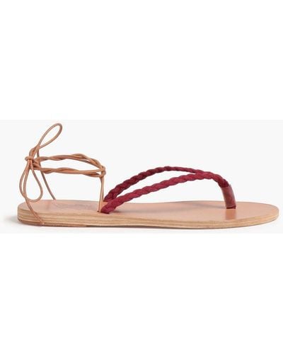 Ancient Greek Sandals Dodoni Braided Suede And Leather Sandals - Pink