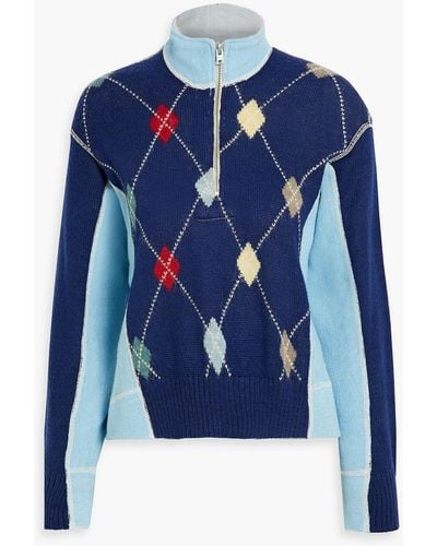 Levi's 80s Argyle Knitted Half-zip Sweater - Blue
