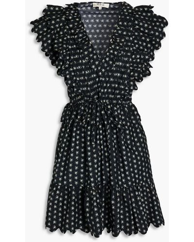 Sea Pascala Ruffled Floral-print Cotton Mini Dress - Black