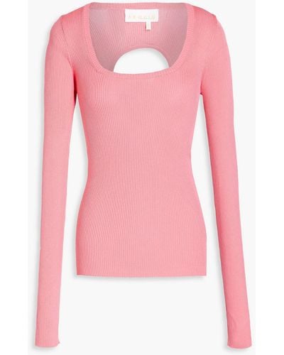 REMAIN Birger Christensen Serena Ruched Ribbed-knit Sweater - Pink