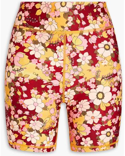 The Upside Palm Springs Floral-print Stretch Shorts - Red